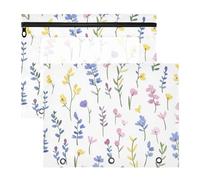 FRODOTGV Spring Little Flowers Pencil Bag Pouches Clear Window 3 Rings Pocket for A4 Paper Letter 2 Pack Teacher School Supplies