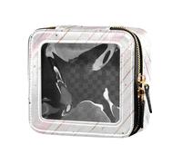 FRODOTGV Stripes Tiny Dots Minimalist Leather Clear Makeup Bag for Purse Travel Bags for Toiletries Cosmetic Containers for Girls Women, Rose Gold Pink Glitter, One Size