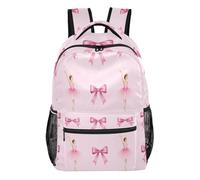 FRODOTGV Student Backpack Lightweight Portable Build Peach Skin Inner Lining for Primary Secondary School Pupils Short Day Trips Ballet Bows Size Small