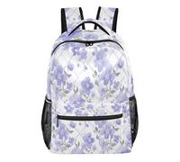 FRODOTGV Student Daypack Water Resistant 15L / 18L Violet Flowers Lattices
