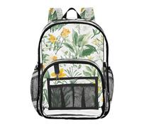 FRODOTGV Summer Yellow Wild Flowers Clear High School Backpack Clear Bookbag for Girls Boys Transparent Durable Backpack, Summer Yellow Wild, 1 Size, Summer Yellow Wild, 1 size