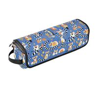 FRODOTGV Sunflowers Honey Bees Gnomes Women's Hair Tool Travel Bag Removable Carrying Case Organizer and Heat Resistant Mat for Flat Irons Hot Tools and Haircare Accessories, Lemurs Madagascar on Blue