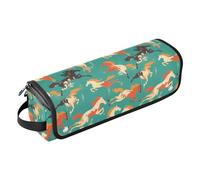 FRODOTGV Sweet Honey Pattern Cute Bees Happy Hair Tools Travel Bag with Heat Resistant Pad Women Portable Organizer Storage Bags for Hot Tool Flat Irons Hair Volumizer Styler, Seamless Pattern Horse