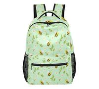 FRODOTGV Teen Rucksack 1 Main 2 Side 1 Front Zip & 4 Inner Pockets Adjustable Padded Shoulder Straps for Primary Secondary School Pupils Daily Use Light Blue Bee Daisy Size Small