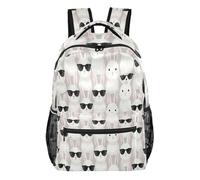 FRODOTGV Teen Rucksack Multi-Pocket Storage Layout Polyester Twill Fabric for Primary Secondary School Pupils Camping Sightseeing Hare Sunglass Size Medium