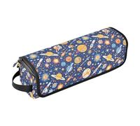 FRODOTGV Template Pattern Day Love Pandas Pink 2-in-1 Curling Iron Travel Case for Women, Large Hair Styling Tool Organizer with Heat Resistant Mat for Straighteners, Hair Dryer, Astronauts