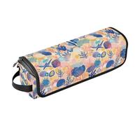 FRODOTGV Tigers animal Animal Print Women's Hot Hair Tools Travel Bag Large Carrying Case Organizer with Heat Resistant Mat for Straightener Flat Hair Dryer, Sea Ocean Animals Corals Seaweeds Shells