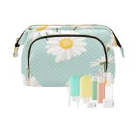 FRODOTGV Toiletry Bags Makeup Bag Organizer Make Up Portable Cosmetic Bags For Purse Daisy Chamomile Field Meadow Green, Daisy Chamomile Field Meadow Green, One Size