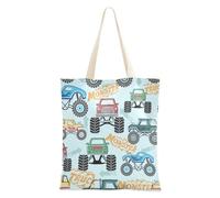 FRODOTGV Tote Bag Seamless Pattern Monster Cartoon Truck Canvas Totes For Women Cloth Shopping Bags Gifts For Women Canvas Totes Plain Tote Bags