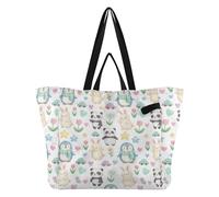 FRODOTGV Tote Bags Canvas Large Capacity Kitchen Grocery Crafts Bag for Men Spa Shower Necessities Penguin & Panda Pattern