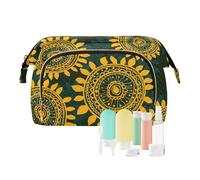 FRODOTGV Travel Bag Cosmetic Bag For Purse Lightweight Abstract Seamless Sunflowers Makeup Brush Women's Coin Purse Wallet, Abstract Seamless Sunflowers, One Size