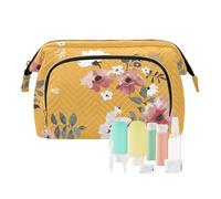 FRODOTGV Travel Bag Toiletry Bag For Women Portable Seamless Pattern Spring Flowers Leaves Travel Cosmetic Women Cash Wallet, Seamless Pattern Spring Flowers Leaves, One Size