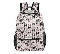 FRODOTGV Travel Rucksack 1 Main 2 Side 1 Front Zip & 4 Inner Pockets Peach Skin Inner Lining for Primary Secondary School Pupils Daily Shopping Frenchie Sprig Size Medium