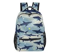 FRODOTGV Travel Rucksack Firm Shaped Empty Standing Design Breathable Mesh Detail for School Students Daily Use Blue Sea Hunters Ocean Size Medium