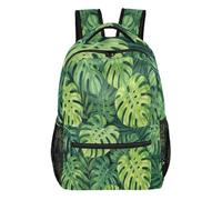 FRODOTGV Travel Rucksack Firm Shaped Empty Standing Design Polyester Twill Fabric for Primary Secondary School Pupils School Commute Monstera Leaf Size Small
