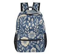 FRODOTGV Travel Rucksack Firm Shaped Empty Standing Design Polyester Twill Fabric for Primary Secondary School Pupils School Commute Floral Navy Size Small