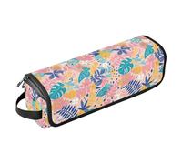 FRODOTGV Tropical Banana Leaf Curling Iron Travel Bag and Heat Resistant Mat Womens Portable Carrying Case Organizer for Flat Irons, Straighteners, Leopard Print Pattern, One Size