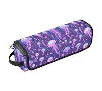 FRODOTGV Tropical Banana Leaf Curling Iron Travel Bag and Heat Resistant Mat Womens Portable Carrying Case Organizer for Flat Irons, Straighteners, Purple Jellyfish Bioluminescent Disco Party, One