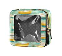 FRODOTGV Tropical Banana Leaf Cute Clear Makeup Bag for Purse Toiletry Bags Cosmetic Organizer for Girls Women, White and Yellow Boats in Green Lake Pattern, One Size