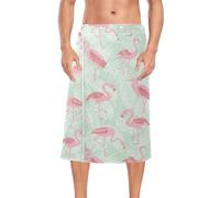 FRODOTGV Tropical Flamingos Mens Shower Wrap Elastic Waist Large Bath Towels 150cm x 60cm Mens Shower Towel Wrap For Sauna Accessories