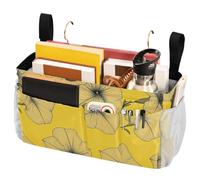 FRODOTGV Unique Petunia Yellow Bedside Storage Basket Organizer Bags with Pockets for Bunk Dorm Rooms and Hospital Bed Rails