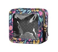 FRODOTGV Valentines Day Florals Love Hearts Sweet Cute Makeup Case Bag Clear, 14, One Size