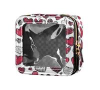 FRODOTGV Valentines Day Love Hearts Clear Makeup Bags, 10, One Size