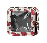 FRODOTGV Valentine's Day Sexy Lips and Hearts Clear Small Makeup Bag for Wallet, 11, 1 Size
