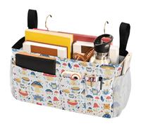 FRODOTGV Various Funny Frogs Safari Mushroom Princess Bedside Caddy with Fixed Straps and Water Bottle Holder Hanging Organizer for Home, Dorm, Bunk