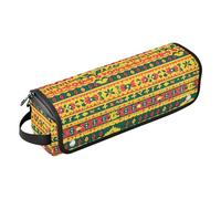 FRODOTGV Vector Illustration Ukrainian Folk Pattern 2-in-1 Curling Iron Travel Case with Heat Resistant Mat Women Large Accessories Organizer for Flat Irons, Straighteners