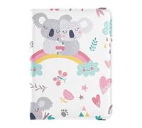 FRODOTGV Vector Pattern Cute Koala Passport and Vaccine Card Wallet Combo, Passport Cover with RFID Blocking, Passport Case Travel Documents Wallet Leather Passport Holder, Vector Pattern Cute Koala
