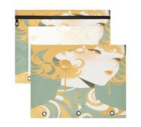 FRODOTGV Vigilant Beauty Light Green Binder pencil poucheses Clear 3-Holes Pocket for 3 Rings Binder 2 Pack Students Classroom Supplies