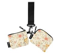 FRODOTGV Vintage Floral Women's Coin Pouches Card Holder Minimalist Identity Card Protector with Zipper Coin Pocket for Work Travel 2 Packs, Vintage Floral, One Size