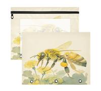FRODOTGV Vintage Honeydew Bees Pencil Bags Pouches with 3 Reinforced Grommets Plastic File Folder for 3 Rings Binder 2 Pack Teacher Art Supplies Storage