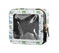 FRODOTGV Watercolor Frogs Clouds Waterproof Clear Makeup Bag Toiletry Bag Cosmetic Bag with Zipper for Flying, Watercolor Frogs Clouds, One Size
