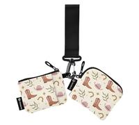 FRODOTGV Western Boots Boho Scotland Dual Wristlet Wallets for Women Slim Detachable Women Credit Card Case Coin Purse with Zipper Coin Pocket for Men Women 2 Pcs, Western Boots Boho Scotland, One