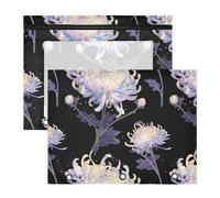 FRODOTGV White Chrysanthemum Flowers Binder Pouches with 3 Reinforced Grommets Plastic File Folder for 3 Rings Binder 2 Pack Students Office Supplies