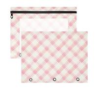 FRODOTGV White Pink Buffalo Checks pencil poucheses Clear Plastic File Folder for 3 Rings Binder 2 Pack Students Office Supplies