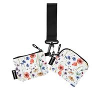 FRODOTGV Wild Floral Scandinavian Women's Card Cases Change Holder Slim Detachable ID Card Holders Protector with Keychain for Men Women 2 Packs, Wild Floral Scandinavian, One Size