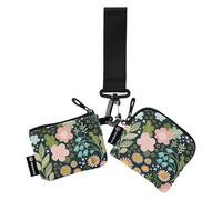 FRODOTGV Wild Floral Women's Wallets Card Cases Slim Detachable Wristlet Wallet Key Holder with Zipper Pocket for Work Travel 2 Pcs, multi, One Size