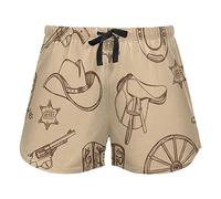 FRODOTGV Wild West Western Scotland Women Pajama Shorts, Workout Shorts with Pockets Yoga Workout Shorts