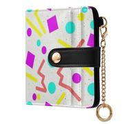 FRODOTGV Women Bifold Wallet Full Print Pattern Jewelry Storage Portable Elegant Daily Use Memphis Geos