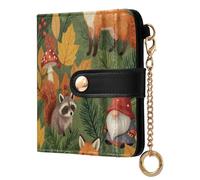 FRODOTGV Women Bifold Wallet Full Print Pattern Magnetic Snap Closure Compact Size Stylish Daily Use Mushroom Toadstool Forests