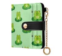 FRODOTGV Women Bifold Wallet Waterproof PU Leather Large Bill Compartment Compact Size Stylish Travel Frog Fern