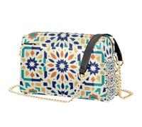 FRODOTGV Women Crossbody Bag 2.5L Capacity | Durables PU Leather Full Printed Design Multi Pocket Lightweight Shopping Daily Use Moroccan Tiles