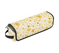 FRODOTGV Women Portable Curling Iron Travel Bag with Iron Mat Hair Styling Accessories Organizer for Flat Irons, Straighteners, Fairytale Retro Mushrooms and Snails, Embroidery Bee Butterfly Flowers