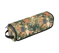 FRODOTGV Women Portable Curling Iron Travel Bag with Iron Mat Hair Styling Accessories Organizer for Flat Irons, Straighteners, Fairytale Retro Mushrooms and Snails, Colourful Small Liberty Blooming