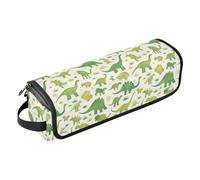 FRODOTGV Women Portable Curling Iron Travel Bag with Iron Mat Hair Styling Accessories Organizer for Flat Irons, Straighteners, Fairytale Retro Mushrooms and Snails, Dinosaurs Green Silhouette, One