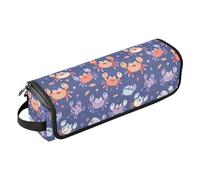 FRODOTGV Women Portable Curling Iron Travel Bag with Iron Mat Hair Styling Accessories Organizer for Flat Irons, Straighteners, Fairytale Retro Mushrooms and Snails, Crab Navy Blue Kawaii, One Size