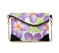 FRODOTGV Women PU Wristlet Purses Clutch Trendy Envelope Bag for Wedding Purple Plumeria Pattern